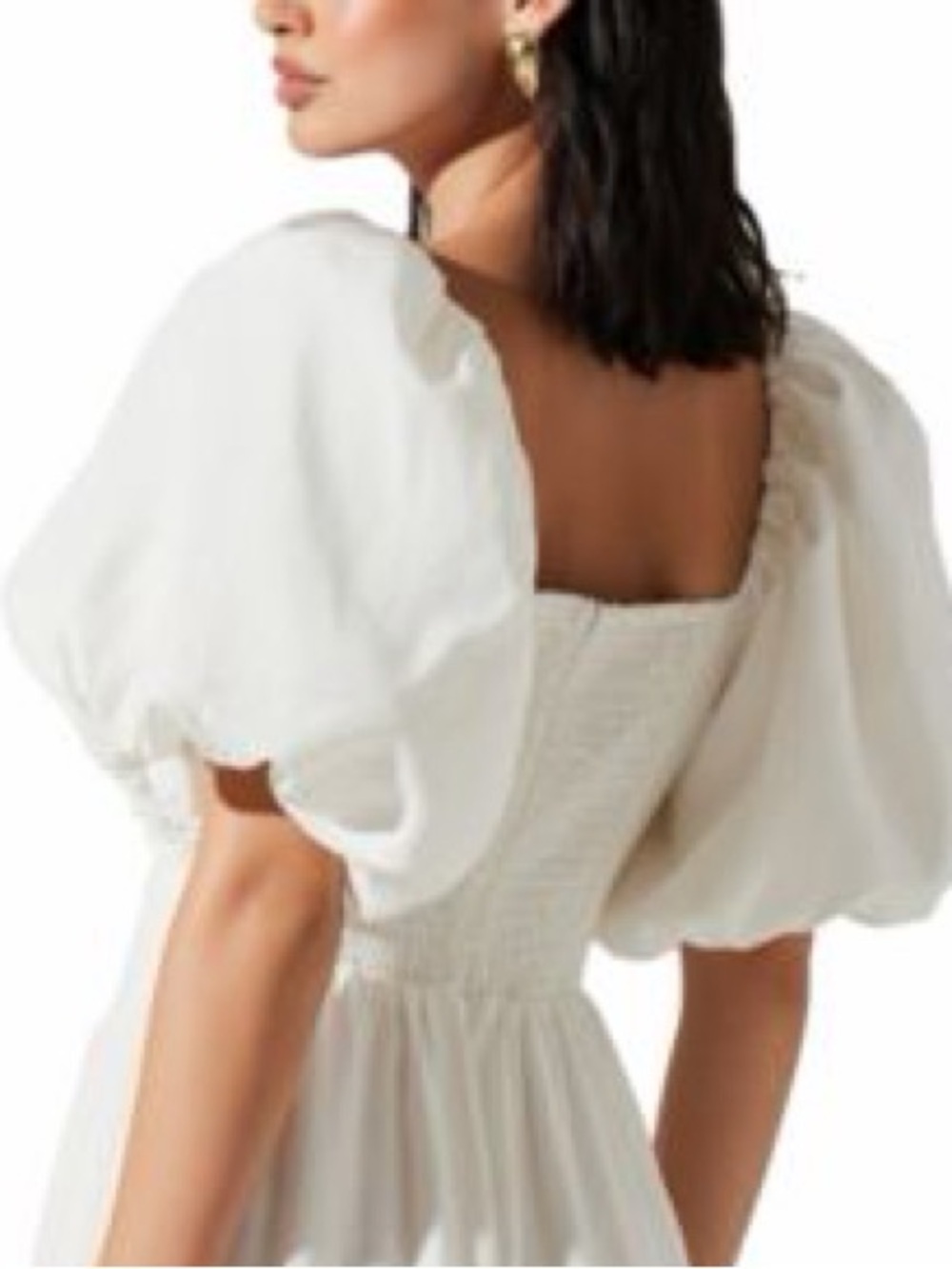 Astr Ivory Puff-Sleeve Off-Shoulder Crop Top